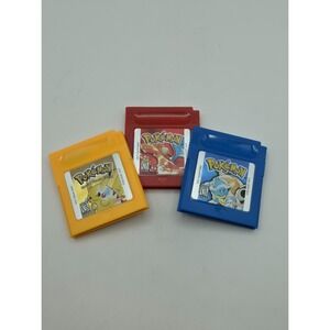 Pokémon Red, Blue, Yellow Version (Nintendo Game Boy Color - GBC) TESTED & SAVES